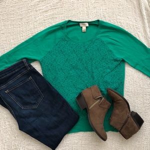 🔥LOFT green 3/4 length sweater